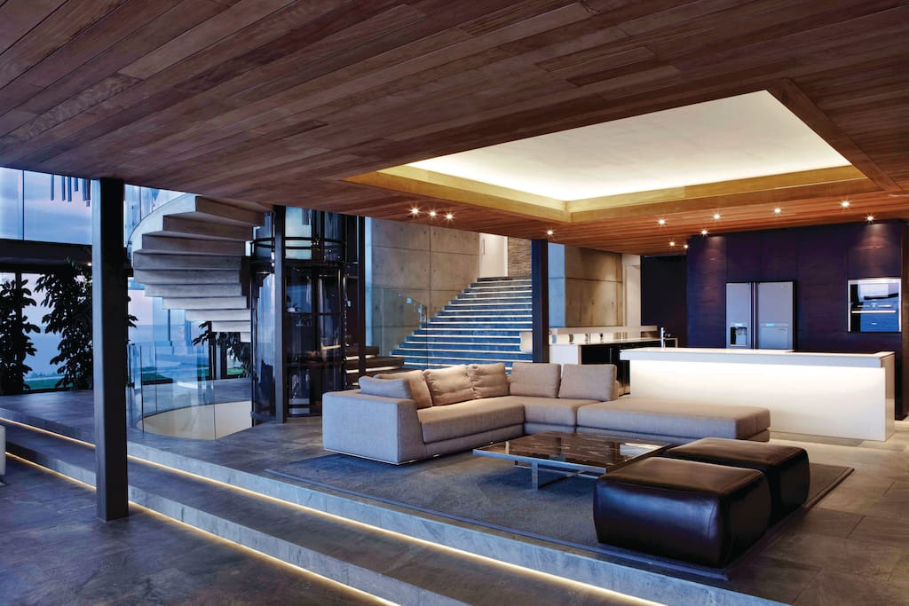 Large and comfortable, open-plan kitchen, dining and lounge areas