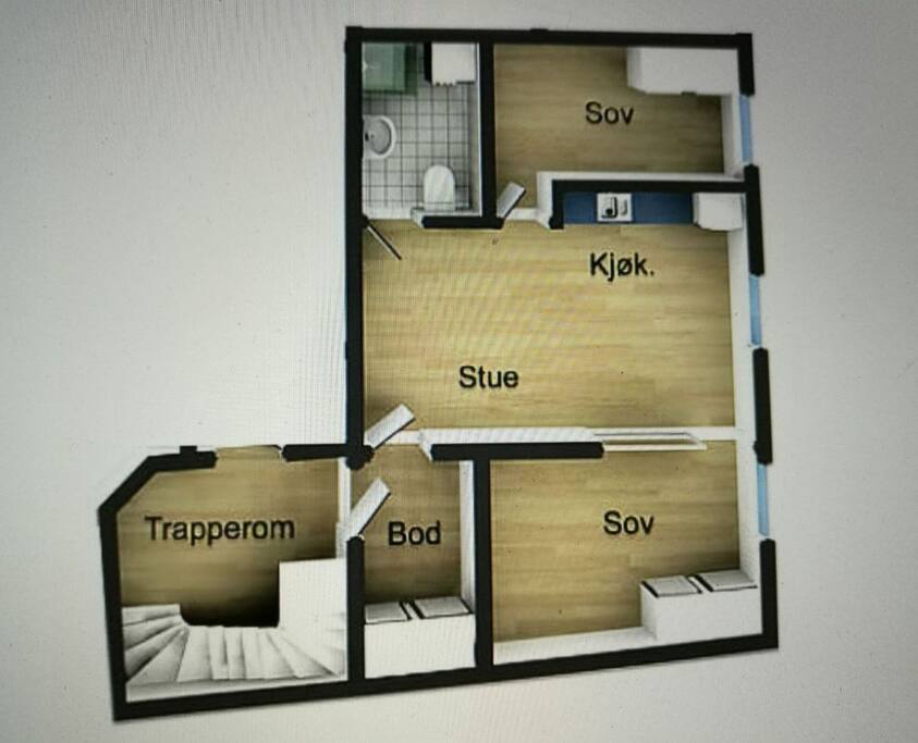 plan of apt, with sleepingattic above bathroom