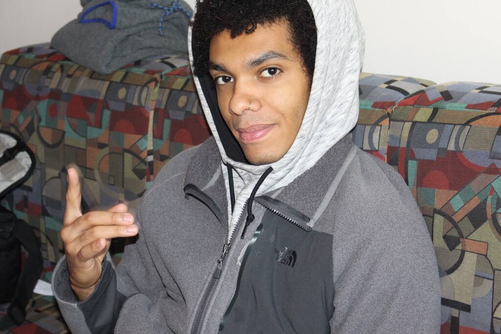 Our friend Raed on our couch