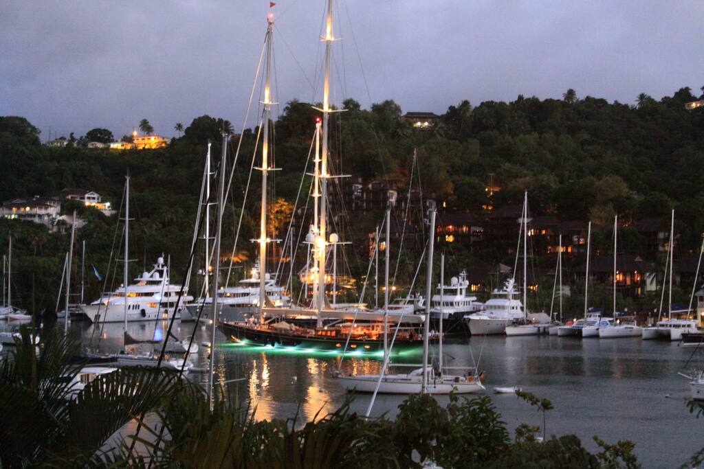 View from the Harbour Room Guest Lounge at night