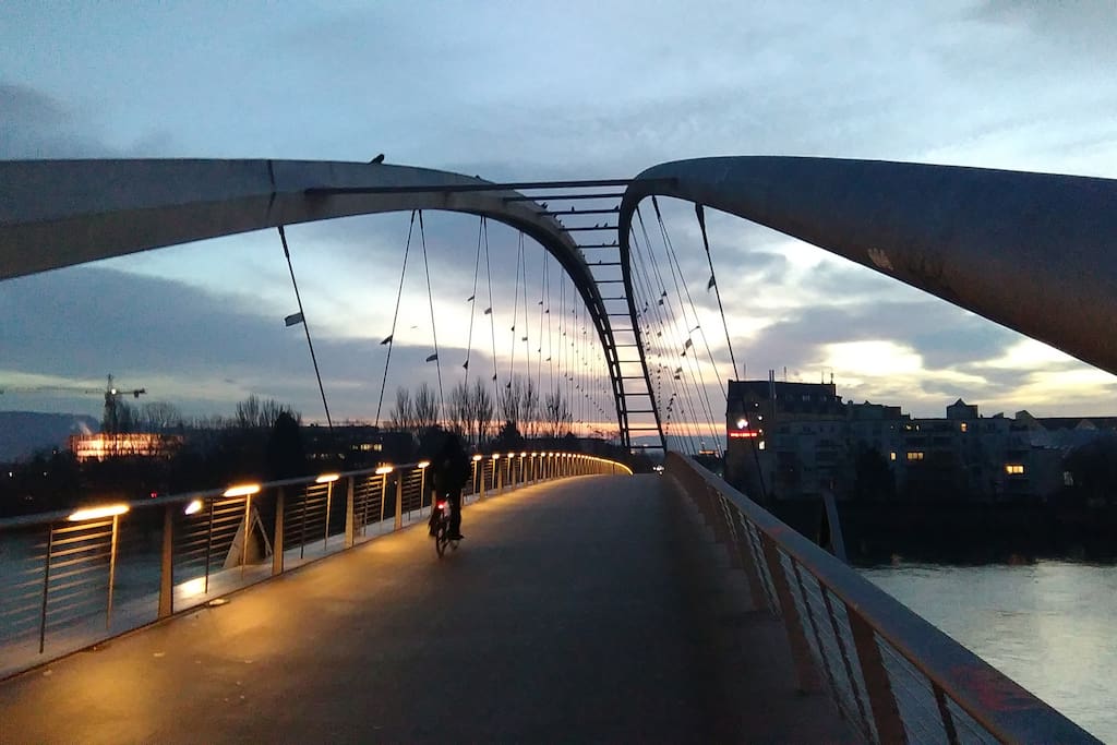 2 km from this bridge which unites Germany and France