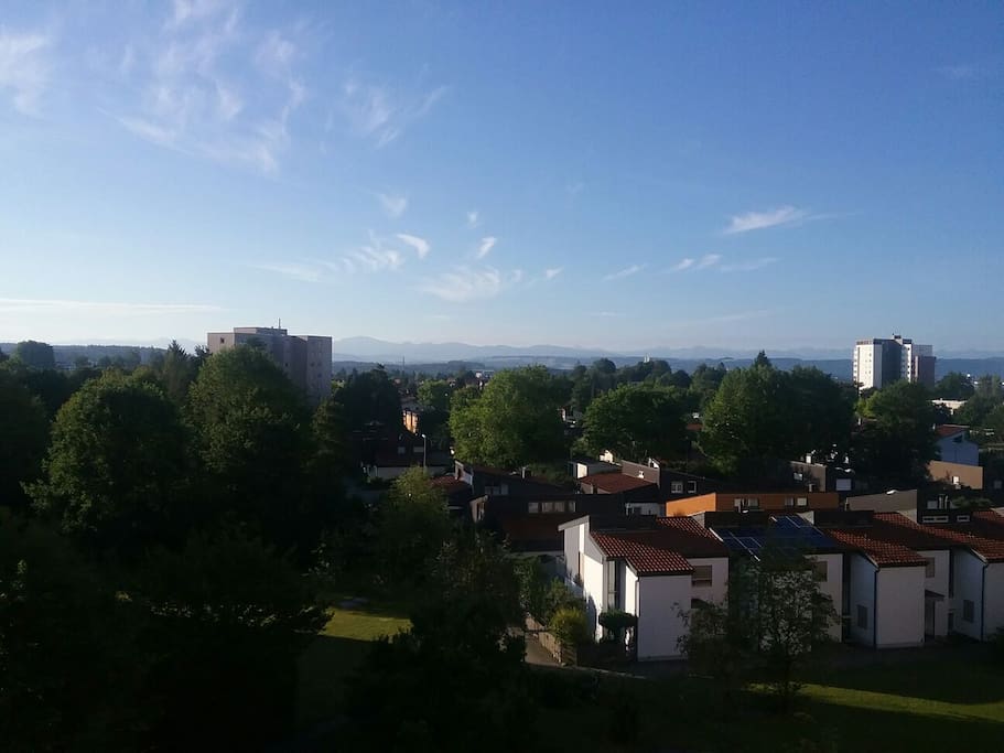 View from the balkony to the Alps (August)
