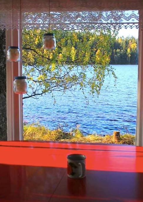 View from inside the cottage.