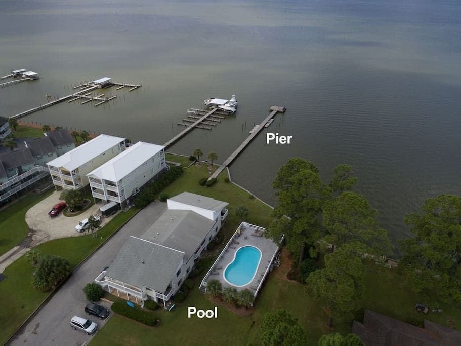 Overview of complex with pier.