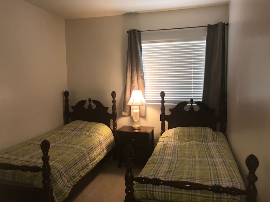 Bedroom No. 1: Two twin beds and closet space