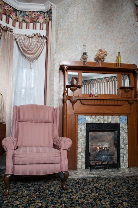 The fireplace in the Chimney Room