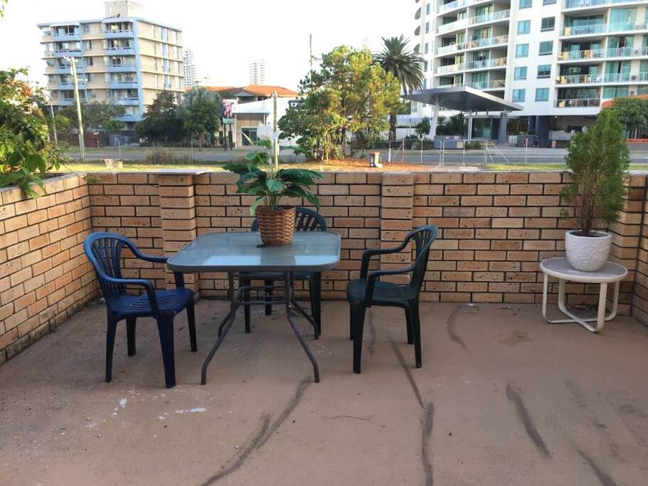 Outdoor area for guests to hang out and smoke if they would like.