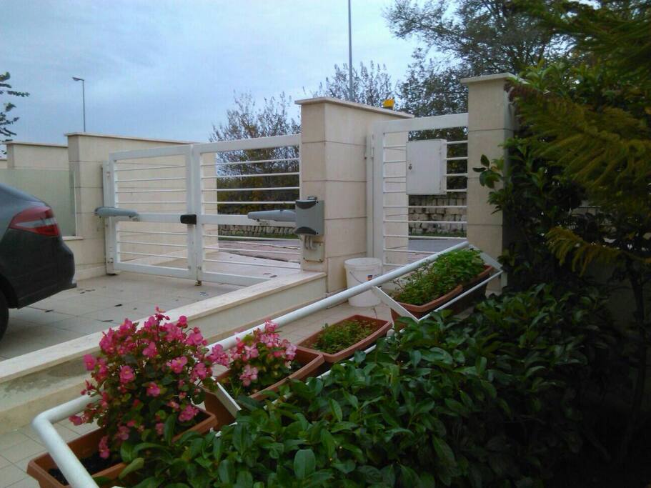 Cancelli d'ingresso carrabile e pedonale .