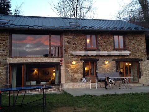 Renovated barn in the Ariège mountains. Faces south.