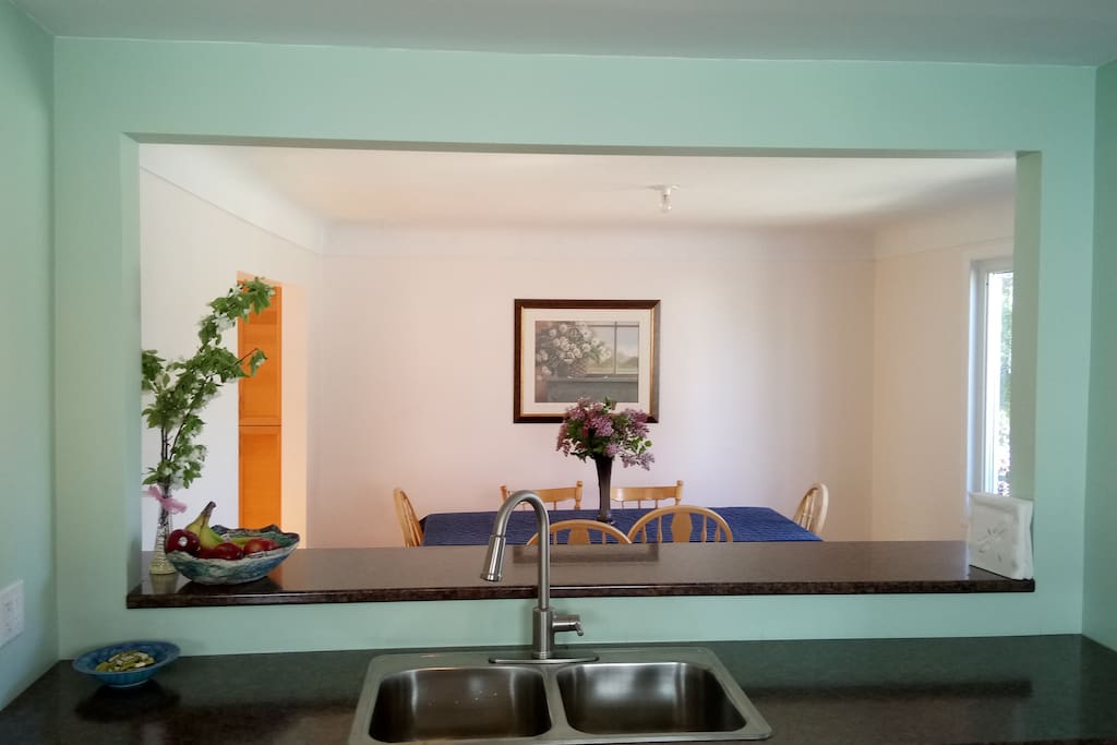 View from kitchen to dining room.