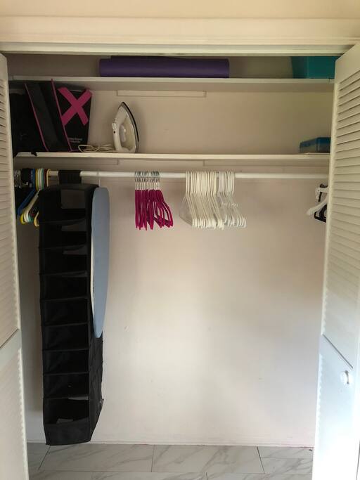 lots of closet space with hangers and shelves