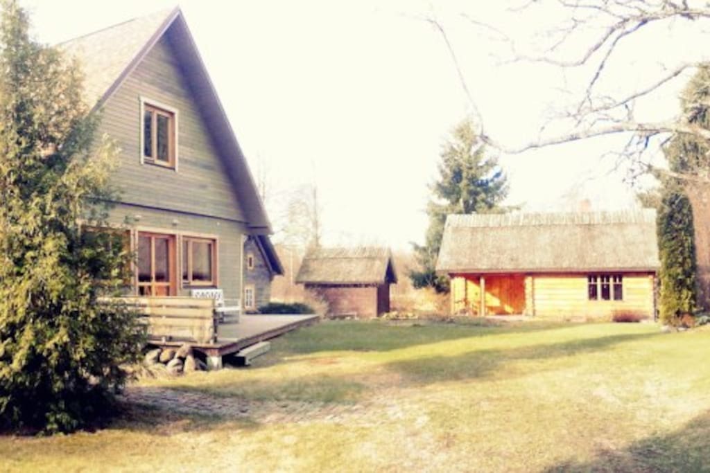 Our yard. The main house and the cottage ( on the right).