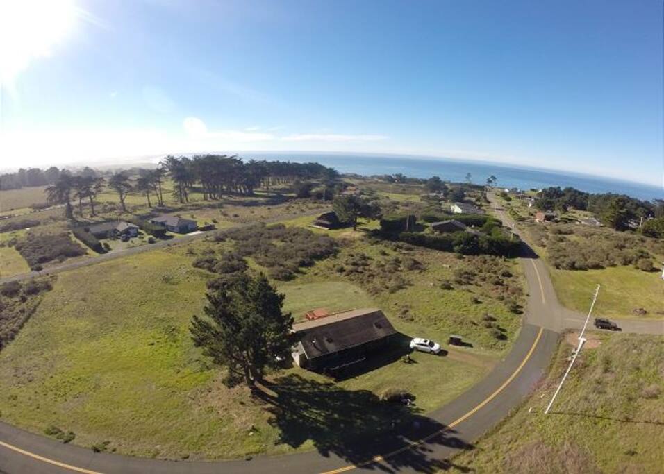 Aerial view of the property.