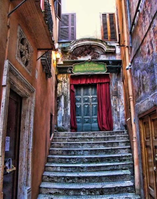 Ancient theater of 1400, one of The most beautiful street in The heart of Rome.