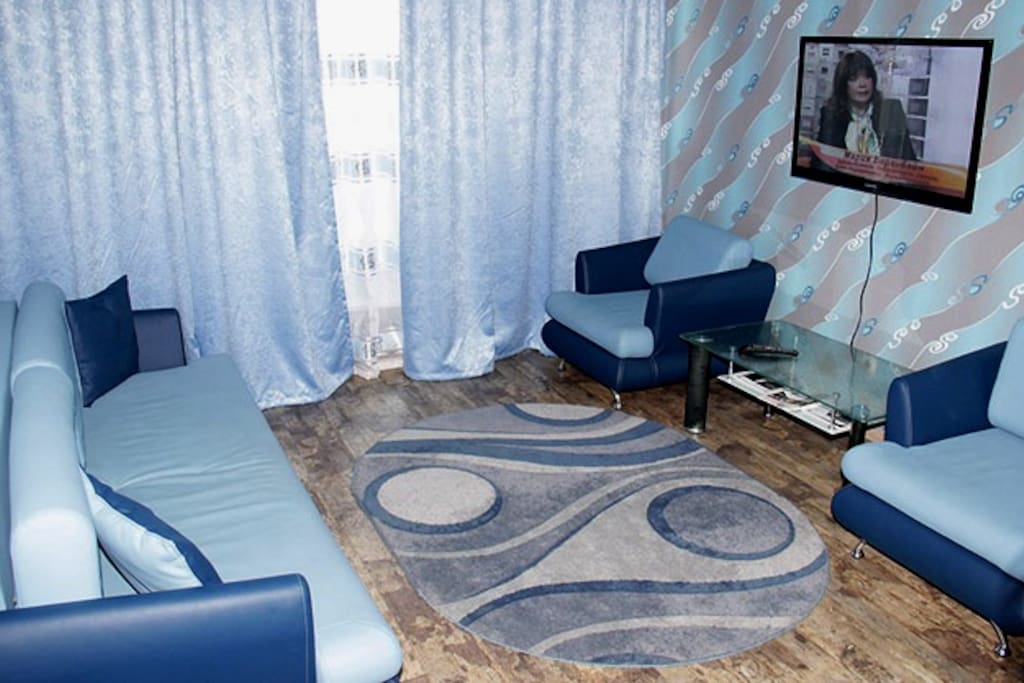 living room with sofa bed