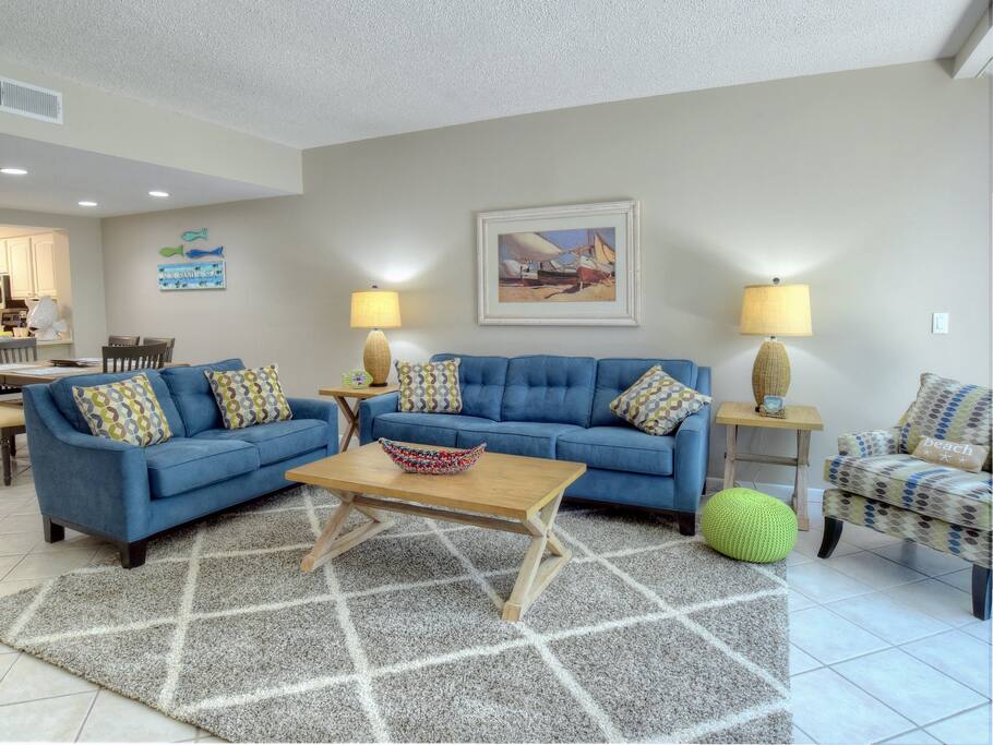 This immaculate villa has a large living area with sleeper sofa.