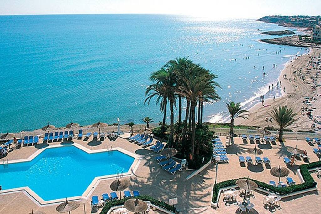 La Zenia Beach and Hotel a 5 min car or bus ride from the villa