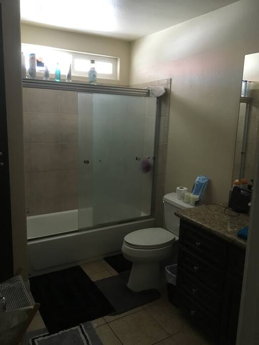 Bathroom upstairs with a shower
