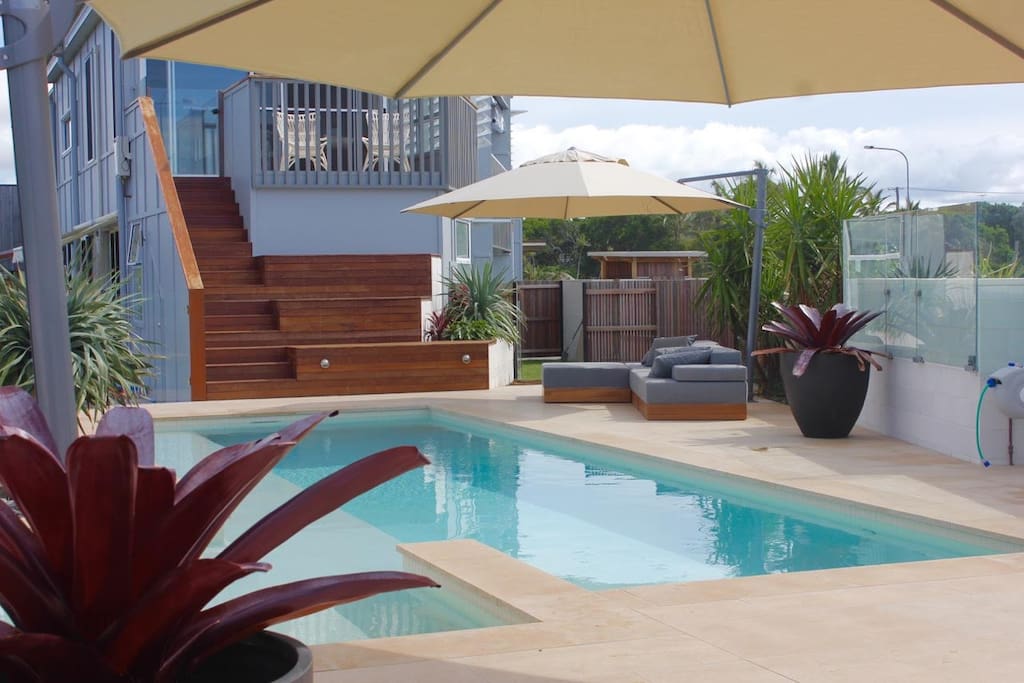 The pool area.