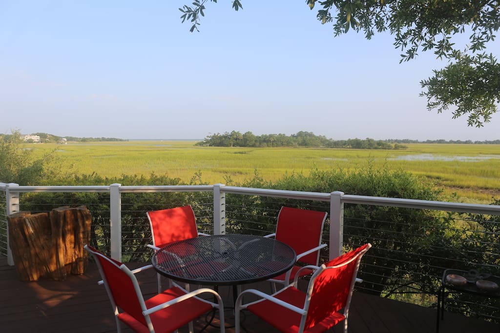 Great spot on the lower deck for enjoying dinner hot off of the grill!
