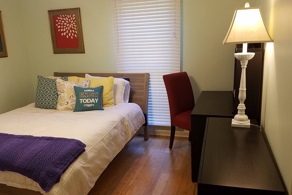 Bedroom - Includes space in closet with hangers and a shelf for you to unpack