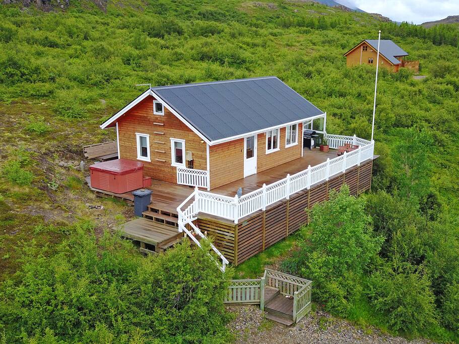 The house. The hot tub is not available.
