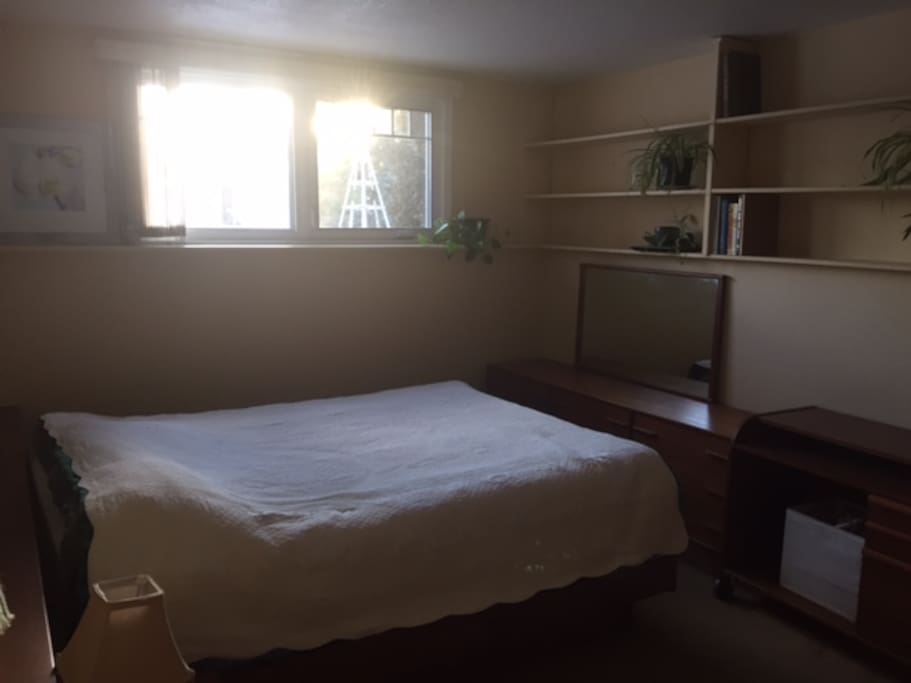 Queen size bed, dresser, desk