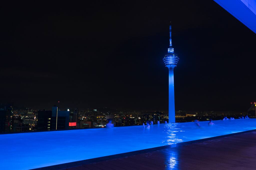KL tower as well from the roof top infinity pool