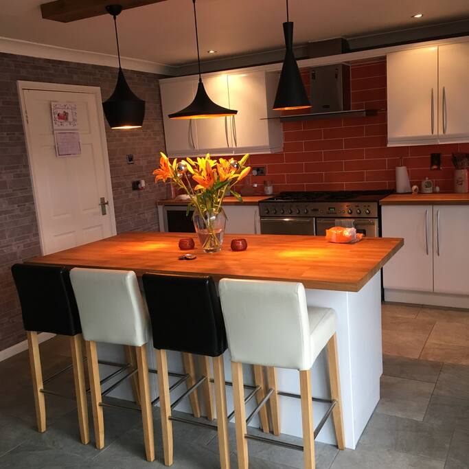 Kitchen with microwave
