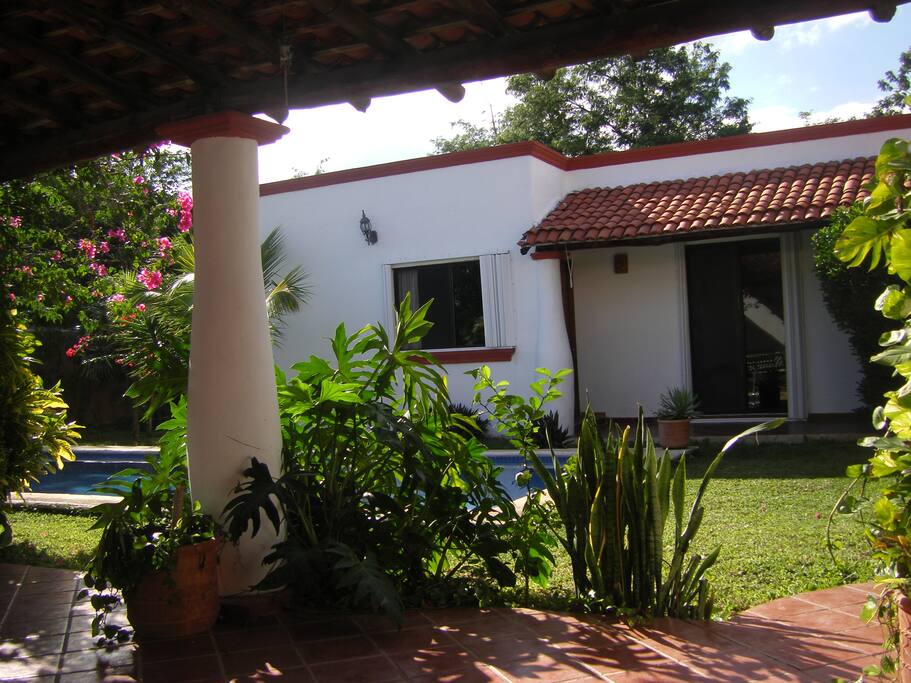 OUTSIDE view of the ROOM
