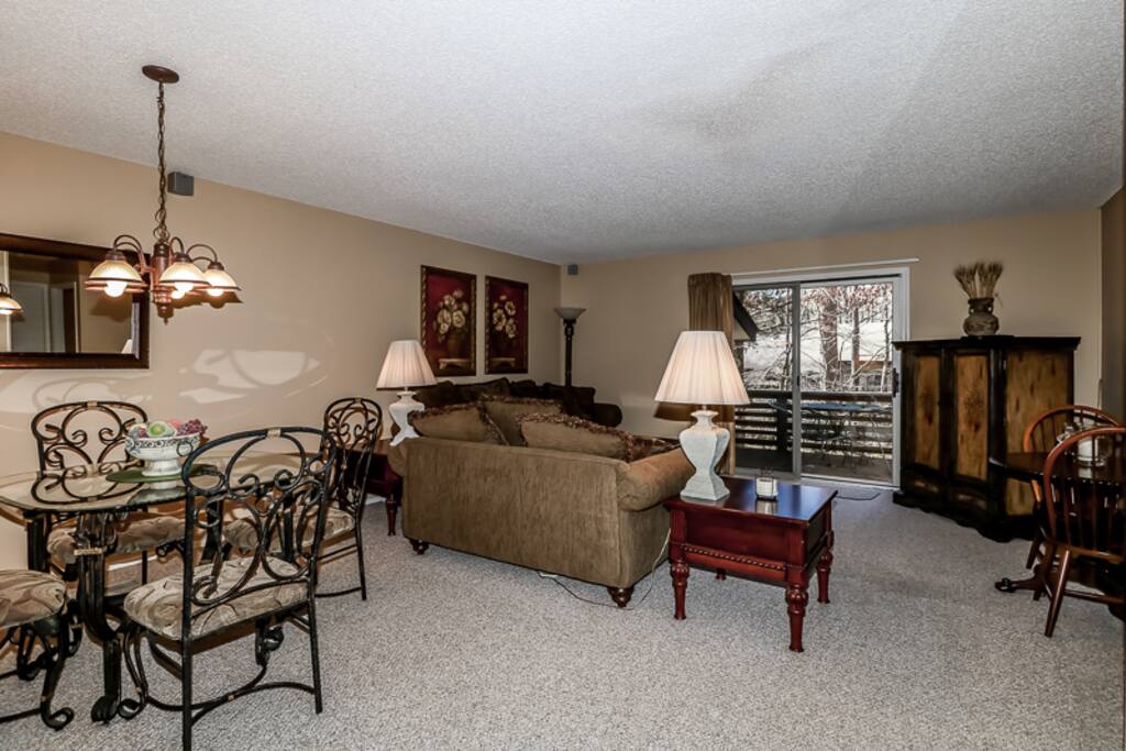 Dining area and living room