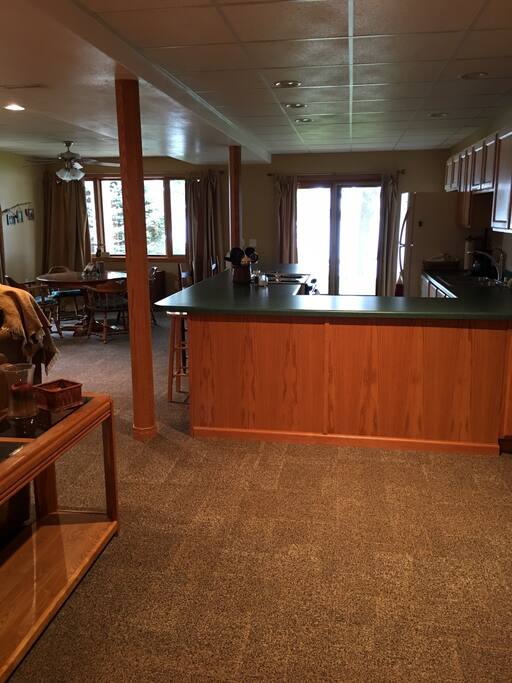 View through the kitchen to the lake