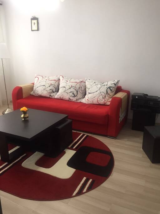 Living room - the sofa is extensible and it fits 2 people.