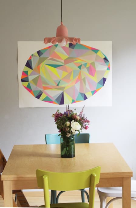 The dining table is adjustable up to 8 persons.