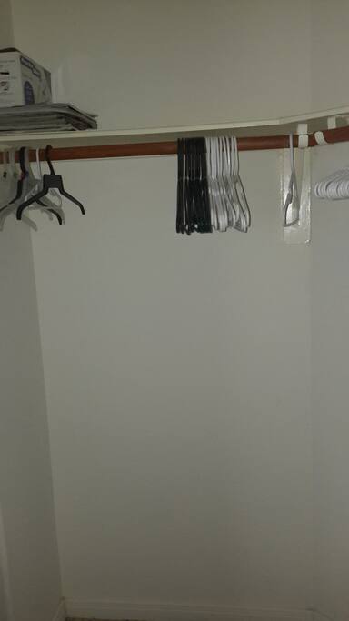 Walk-in closet with hangers