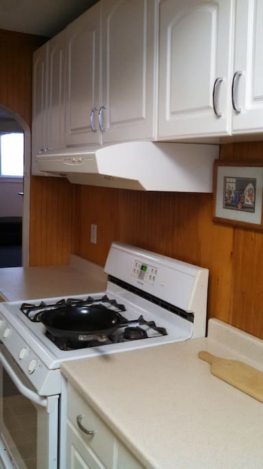 Accessible kitchen with gas stove.