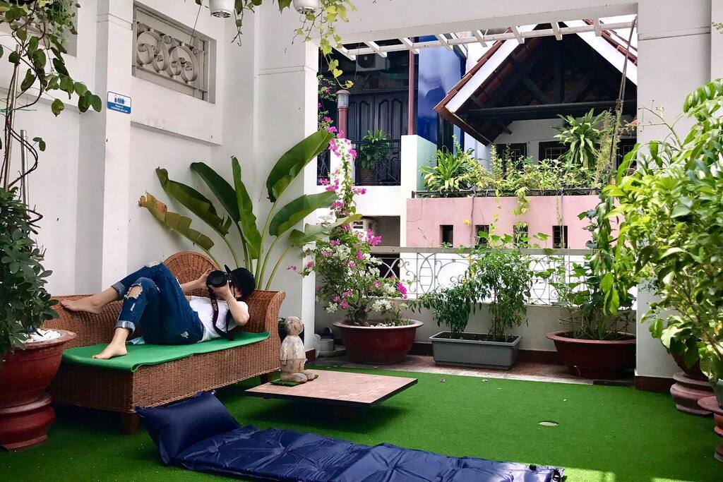 The beautiful garden next to the room
