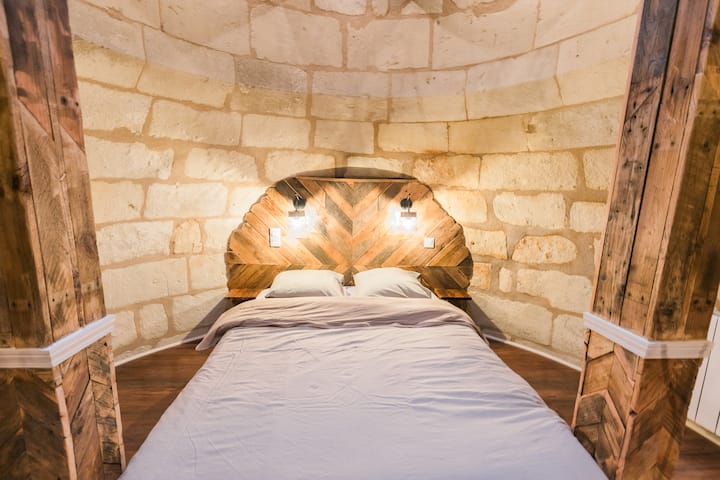 Bedroom on mezzanine with double bed