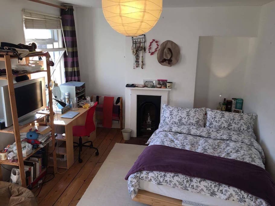 The large bed has a super comfy foam mattress and 100% duck down feather duvet and pillows.