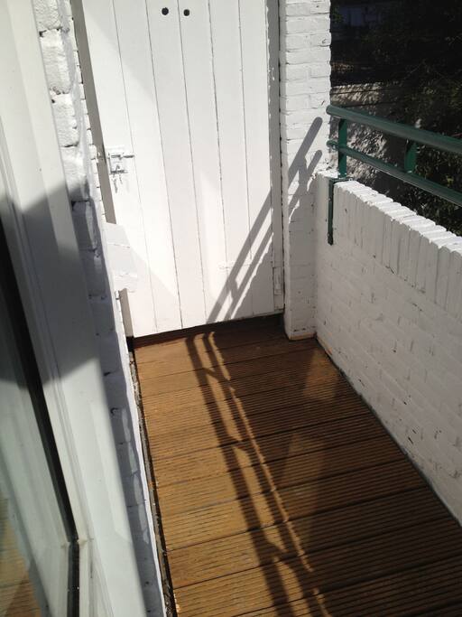 The balcony with mostly sun in the morning.