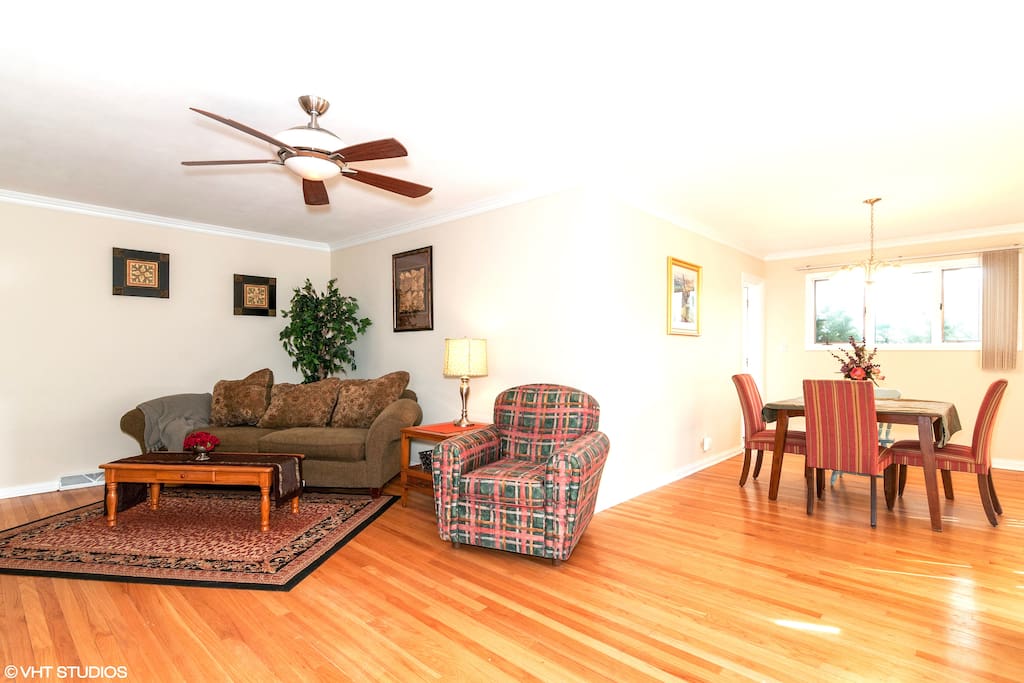 open space with living and dining area