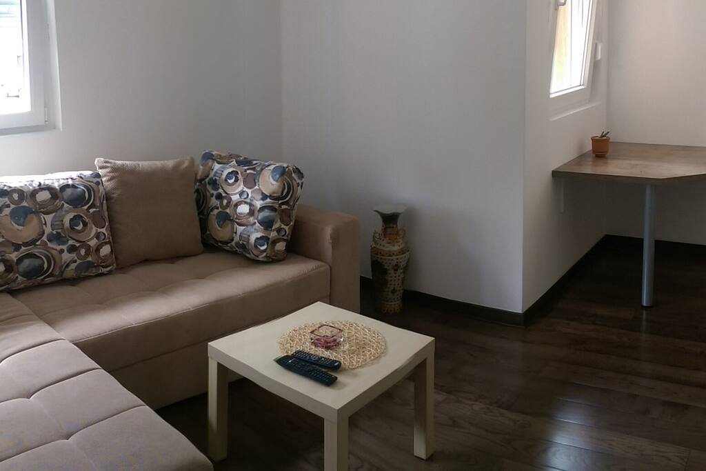 Living room with dining table