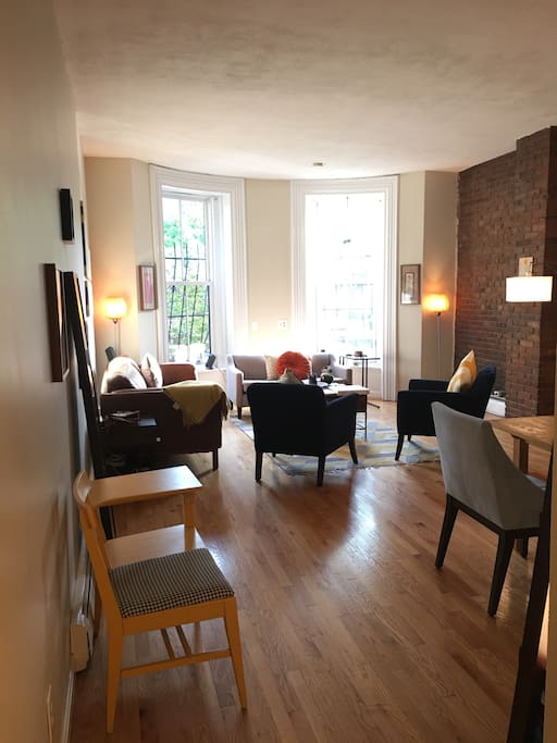 The living dining area. 12 foot ceilings throughout the place!