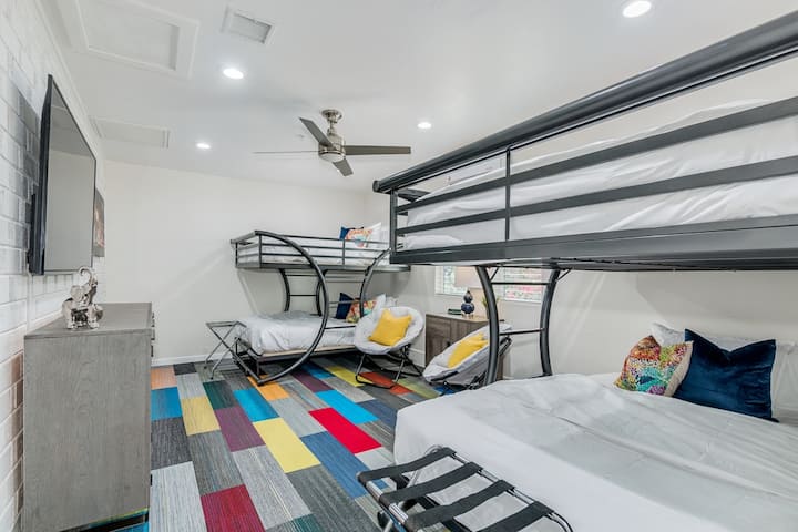 Bedroom #4:
Awesome bunk room with 4 full beds. 
Great, fun room for kids AND adults!