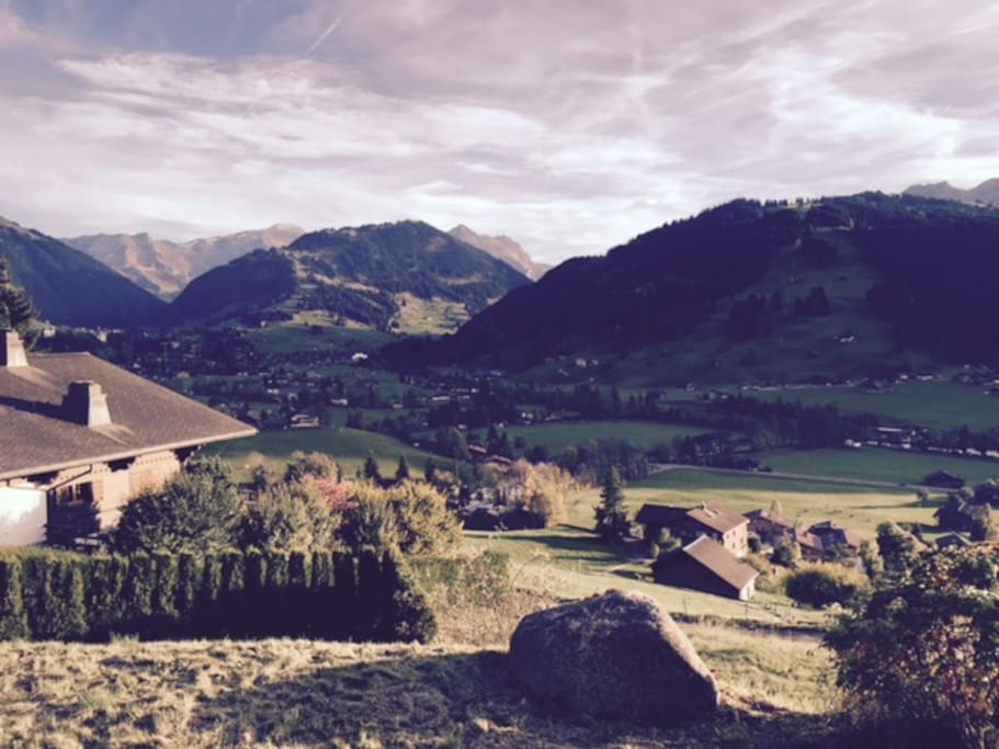 magnificent south facing view overlooking Gstaad