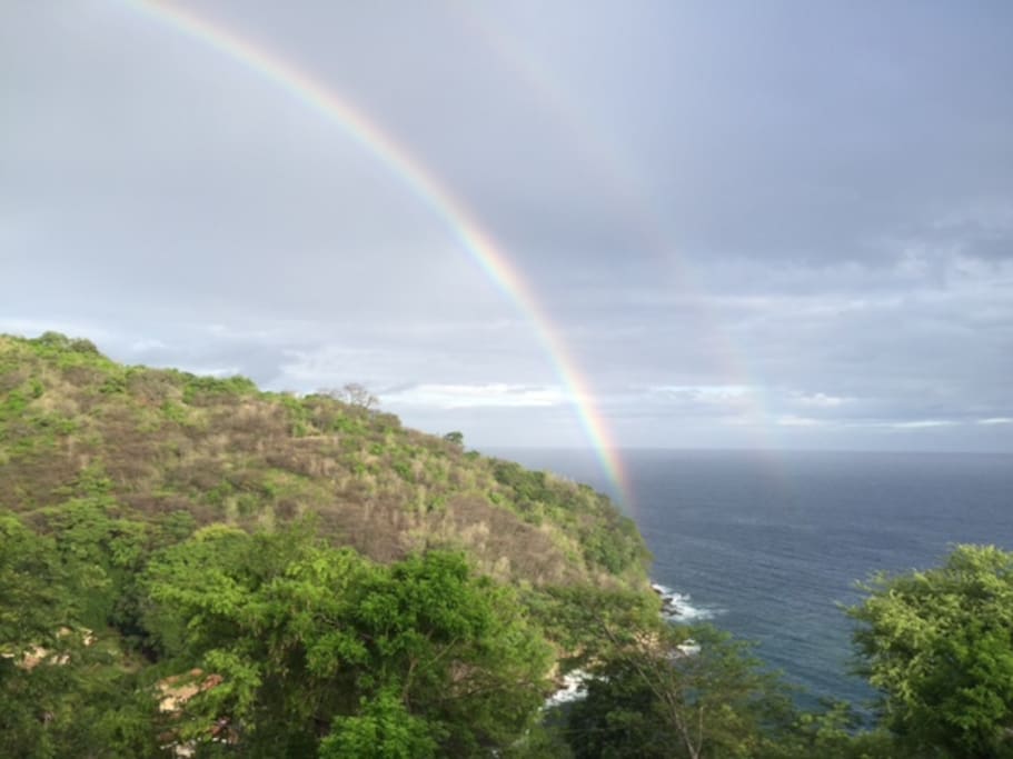A beautiful double rainbow view from the porch.