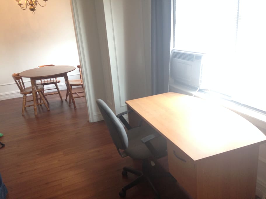 Desk and dining room