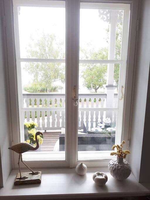 View from livingroom onto balcony