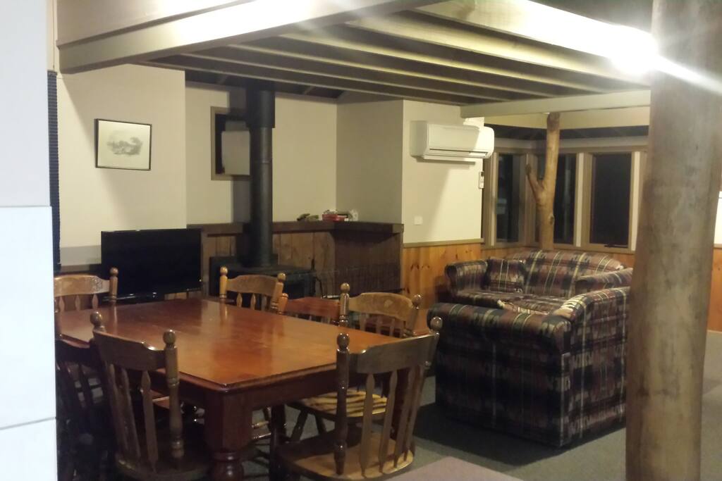 large combined dining and living area.