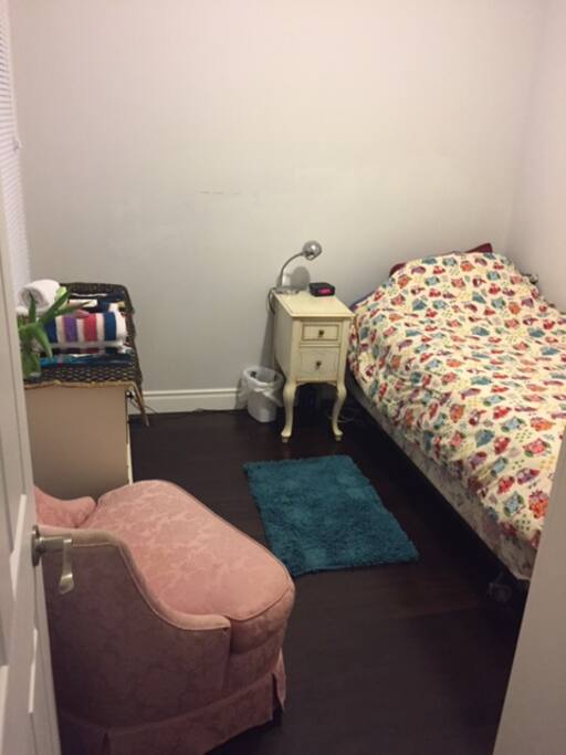 Single bed, bedside table, dresser, 1 armoire (not pictured), love seat